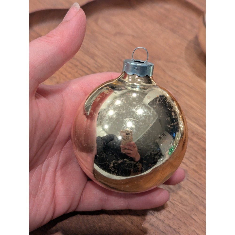 Vintage Rauch 2.5in Gold Mercury Glass Ball CHRISTMAS Ornaments - No Box USA - Picture 5 of 8